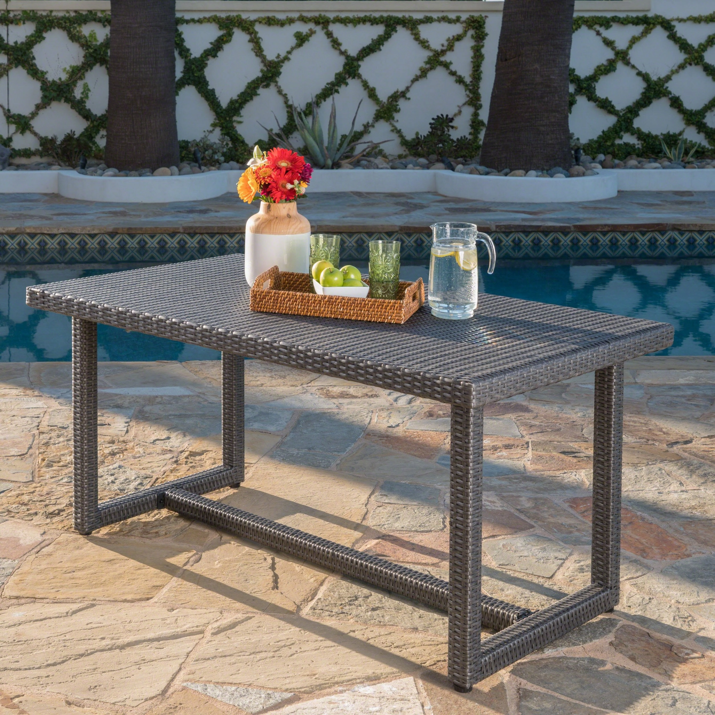 Outdoor 59 Inch Wicker Dining Table - NH714303