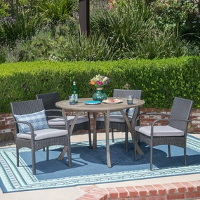 Outdoor 5 Piece Acacia Wood and Wicker Dining Set - NH120503 outdoor lounge chair, patio sofa