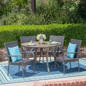 Outdoor 5 Piece Acacia Wood and Wicker Dining Set - NH710503 outdoor lounge chair, patio sofa