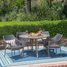Outdoor 5 Piece Acacia Wood and Wicker Dining Set - NH810503 outdoor lounge chair, patio sofa