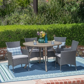 Outdoor 5 Piece Acacia Wood and Wicker Dining Set - NH910503 outdoor lounge chair, patio sofa