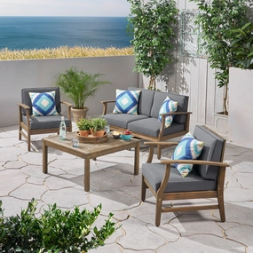 Outdoor 5 Piece Acacia Wood Chat Set - NH023803 outdoor furniture, garden bench