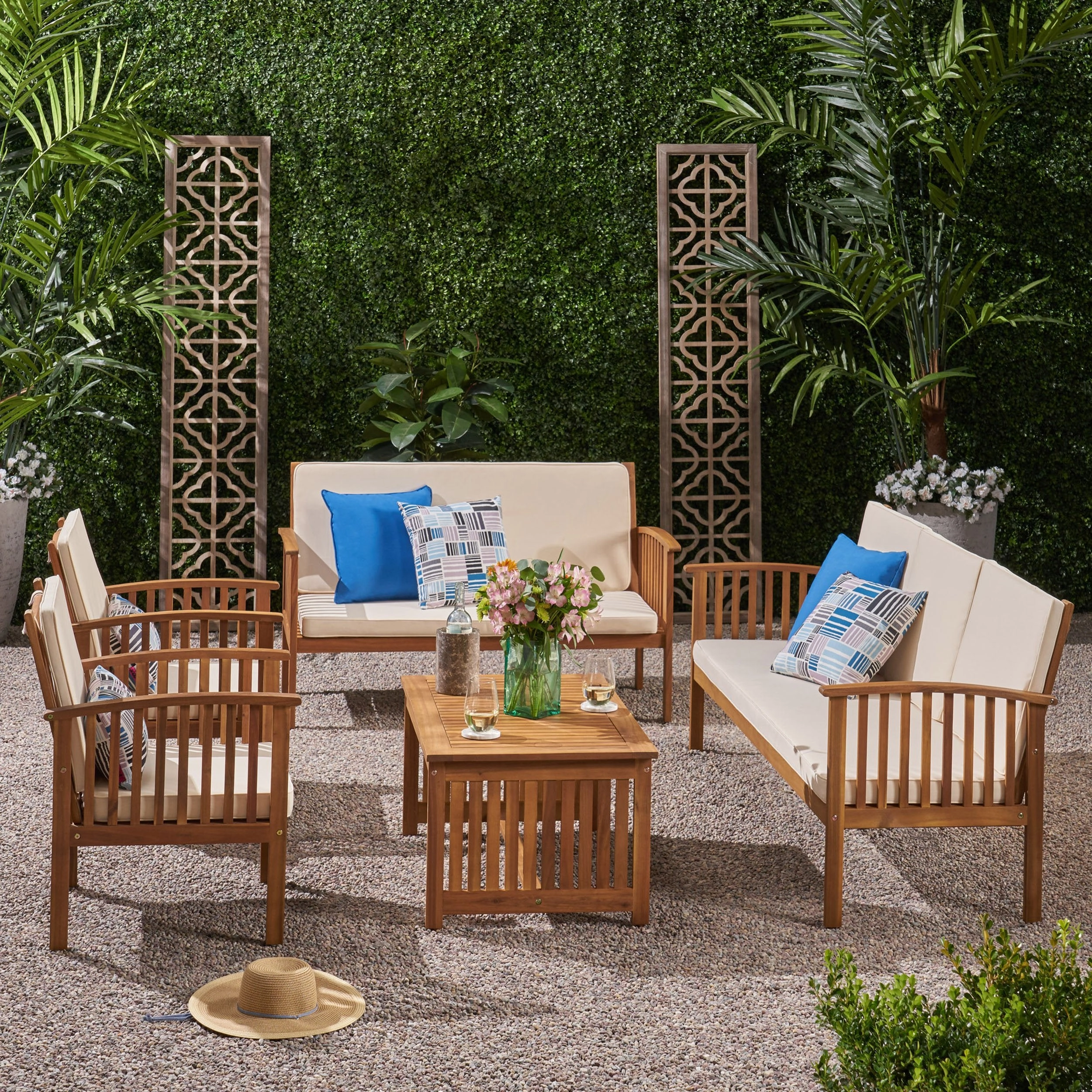 Outdoor 5 Piece Acacia Wood Conversational Set - NH891803 outdoor furniture, garden bench