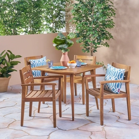 Outdoor 5 Piece Acacia Wood Dining Set, Teak - NH111503 outdoor lounge chair, patio sofa