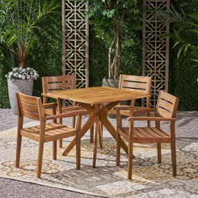 Outdoor 5 Piece Acacia Wood Dining Set Wit X Base - NH491503 outdoor lounge chair, patio sofa