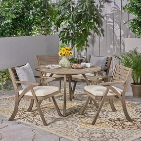 Outdoor 5 Piece Acacia Wood Dining Set with Round Table - NH967503 outdoor lounge chair, patio sofa