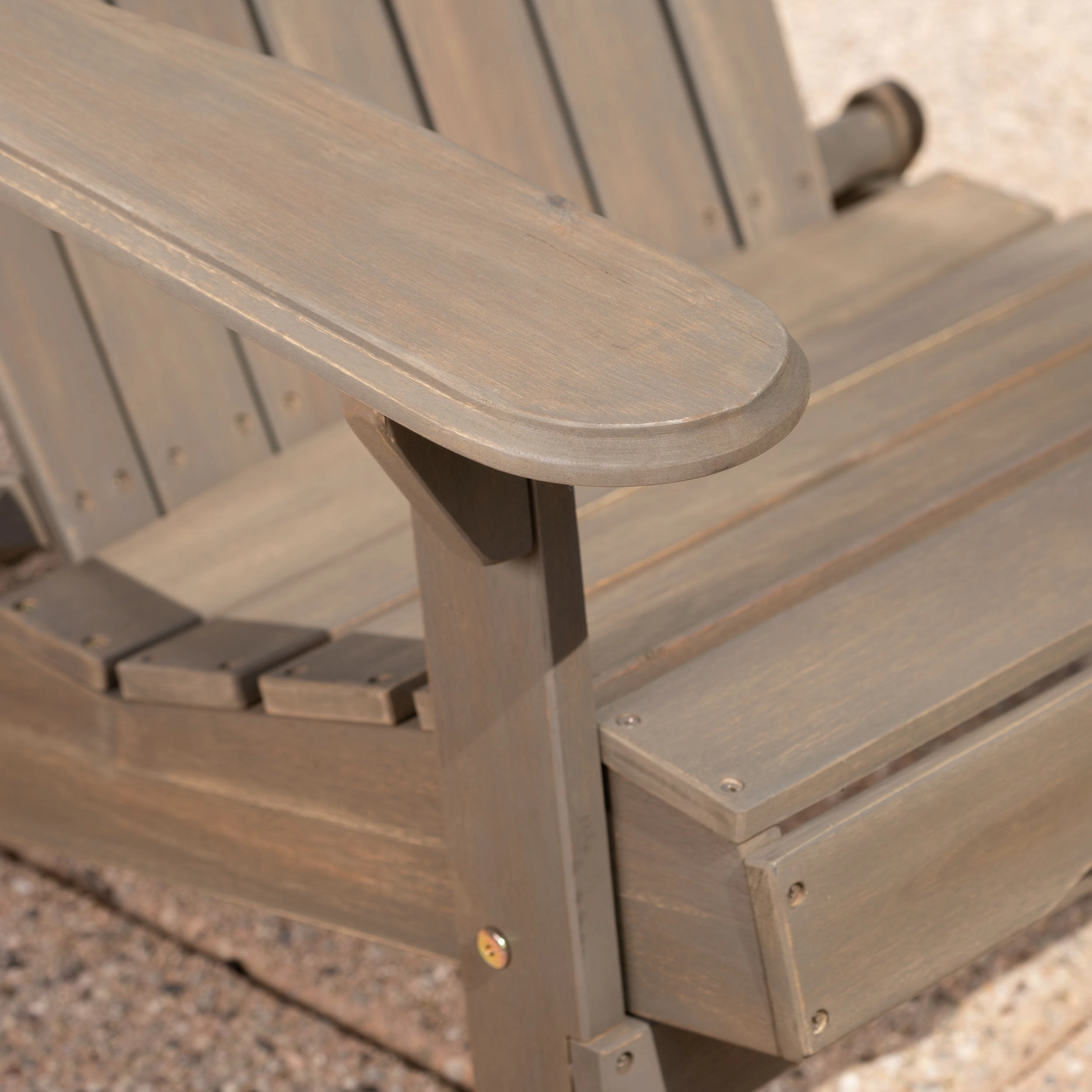 Outdoor 5 Piece Acacia Wood/ Light Weight Concrete Adirondack Chair Set with Fire Pit - NH313403
