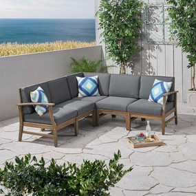 Outdoor 5 Piece Acacia Wood Sectional Sofa Set - NH223803 outdoor furniture, garden bench