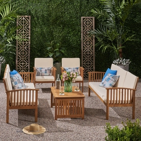 Outdoor 5 Piece Acacia Wood Sofa Conversational Set - NH202803 outdoor furniture, garden bench