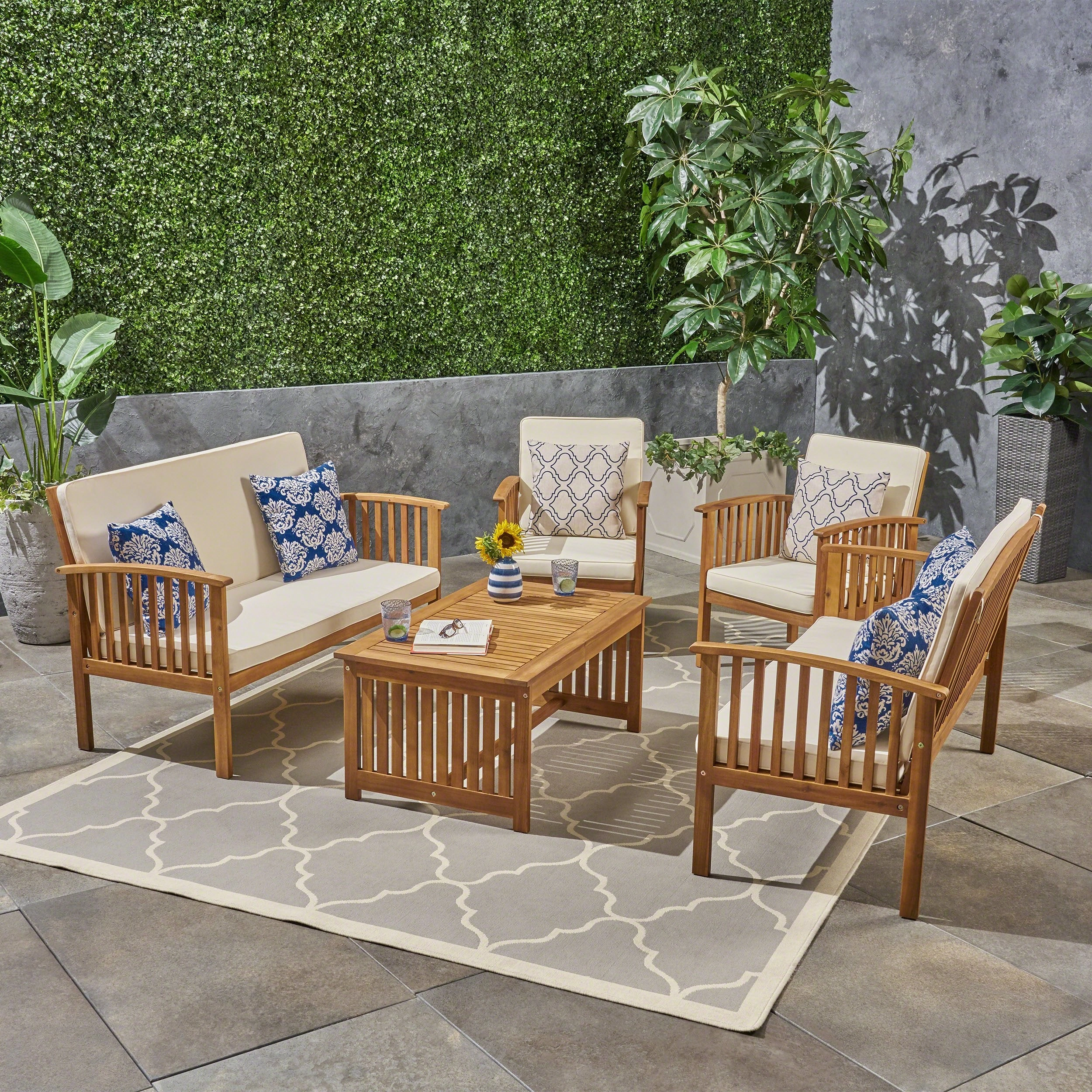 Outdoor 5-Piece Acacia Wood Sofa Set - NH970603 outdoor furniture, garden bench