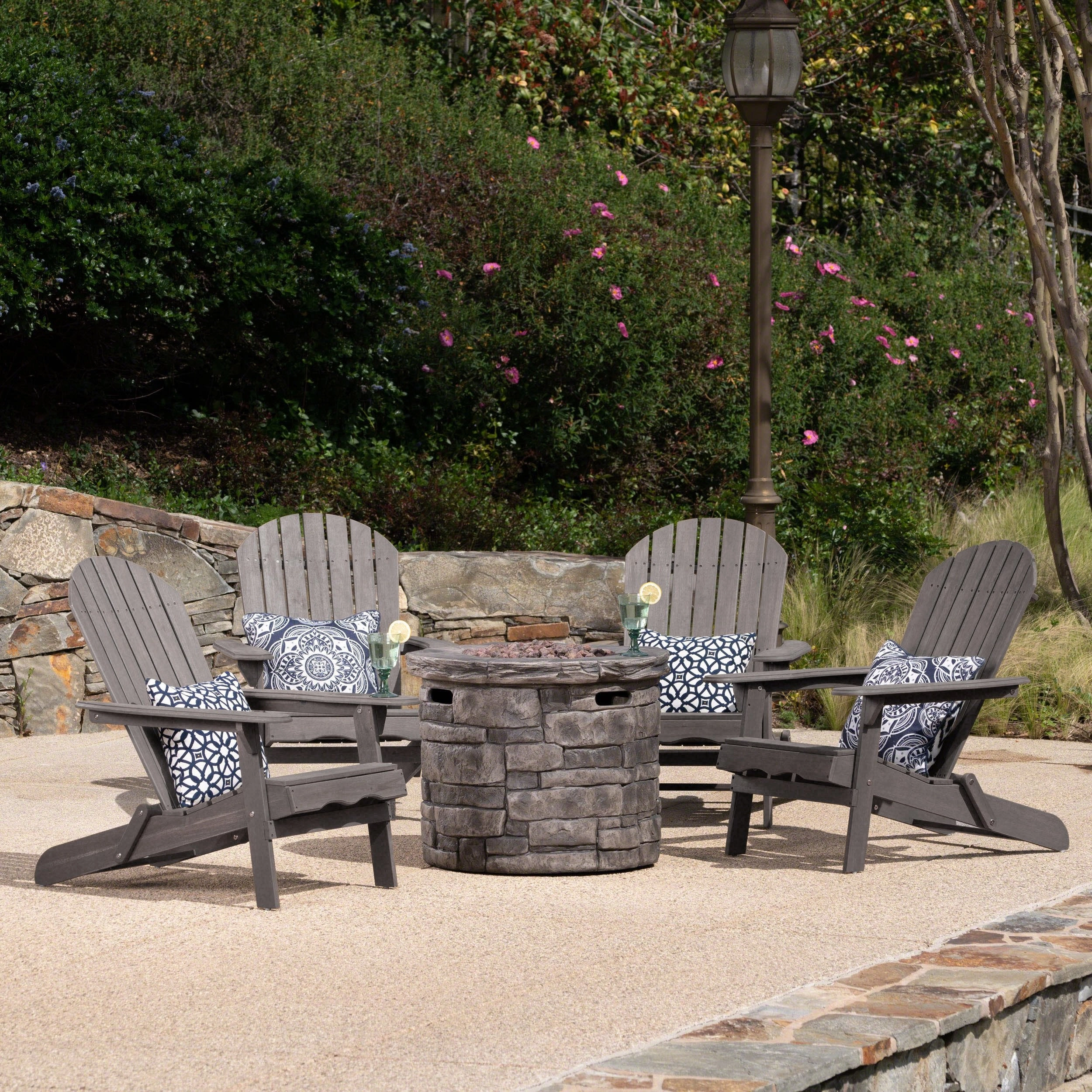 Outdoor 5 Piece Adirondack Chair Set with Fire Pit - NH913403 outdoor furniture, garden bench