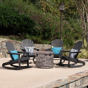 Outdoor 5 Piece Adirondack Rocking Chair Set with Fire Pit - NH423403 outdoor furniture, garden bench