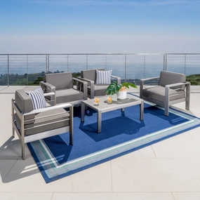 Outdoor 5-Piece Aluminum Chat Set with Water Resistant Cushions - NH906003 outdoor furniture, garden bench