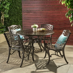 Outdoor 5-Piece Bronze Cast Aluminum Dining Set with Umbrella Hole - NH170932 outdoor lounge chair, patio sofa