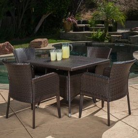Outdoor 5-piece Brown Wicker Dining Set - NH112692 outdoor lounge chair, patio sofa