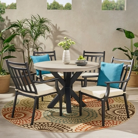 Outdoor 5 Piece Dining Set with Light Weight Concrete Table - NH668113 outdoor lounge chair, patio sofa