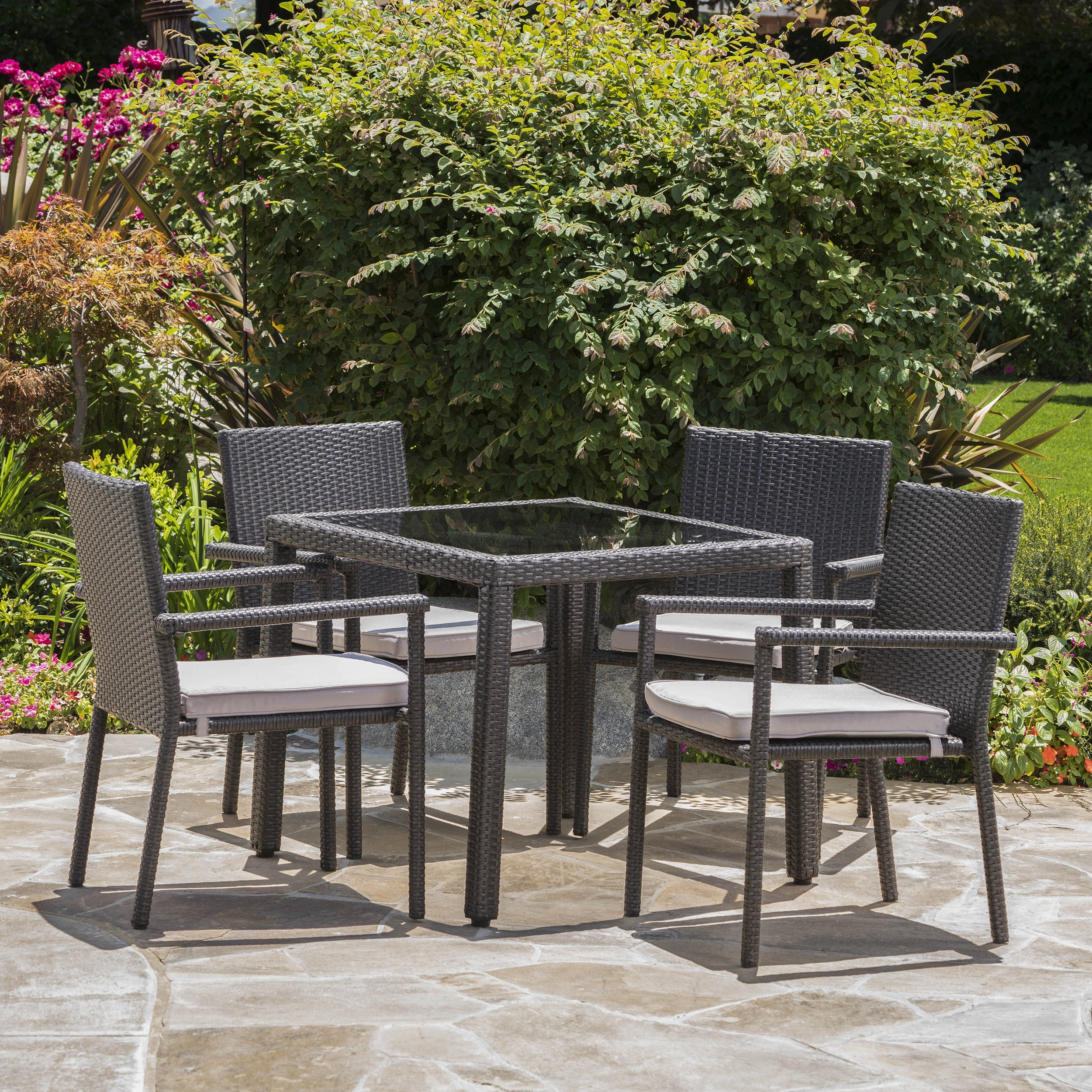 Outdoor 5 Piece Dining Set with Water Resistant Cushions - NH728003 outdoor lounge chair, patio sofa