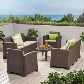 Outdoor 5 Piece Faux Wicker Rattan Style Chat Set - NH426203 outdoor furniture, garden bench