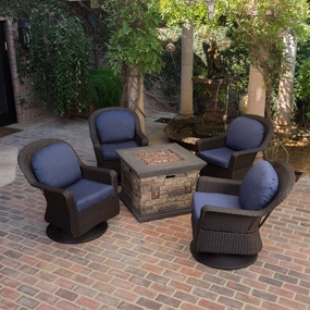 Outdoor 5 Piece Fire Pit Wicker Chat Set - NH471203 outdoor furniture, garden bench