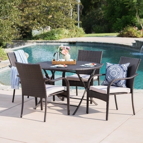 Outdoor 5 Piece Foldable Table and Stacking Chair Wicker Dining Set - NH700203 outdoor lounge chair, patio sofa