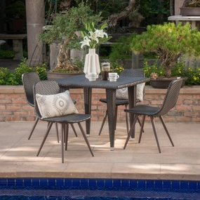 Outdoor 5 Piece Multi-brown Wicker 35 Inch Square Dining Set - NH869103 outdoor lounge chair, patio sofa