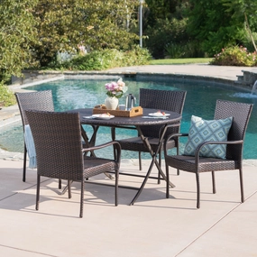 Outdoor 5 Piece Multi-Brown Wicker Dining Set - NH200203 outdoor lounge chair, patio sofa