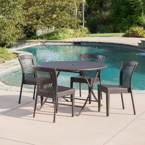 Outdoor 5 Piece Multi-brown Wicker Dining Set - NH500203 outdoor lounge chair, patio sofa