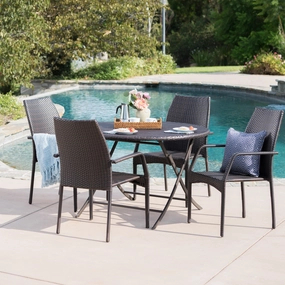 Outdoor 5 Piece Multi-brown Wicker Dining Set - NH600203 outdoor lounge chair, patio sofa