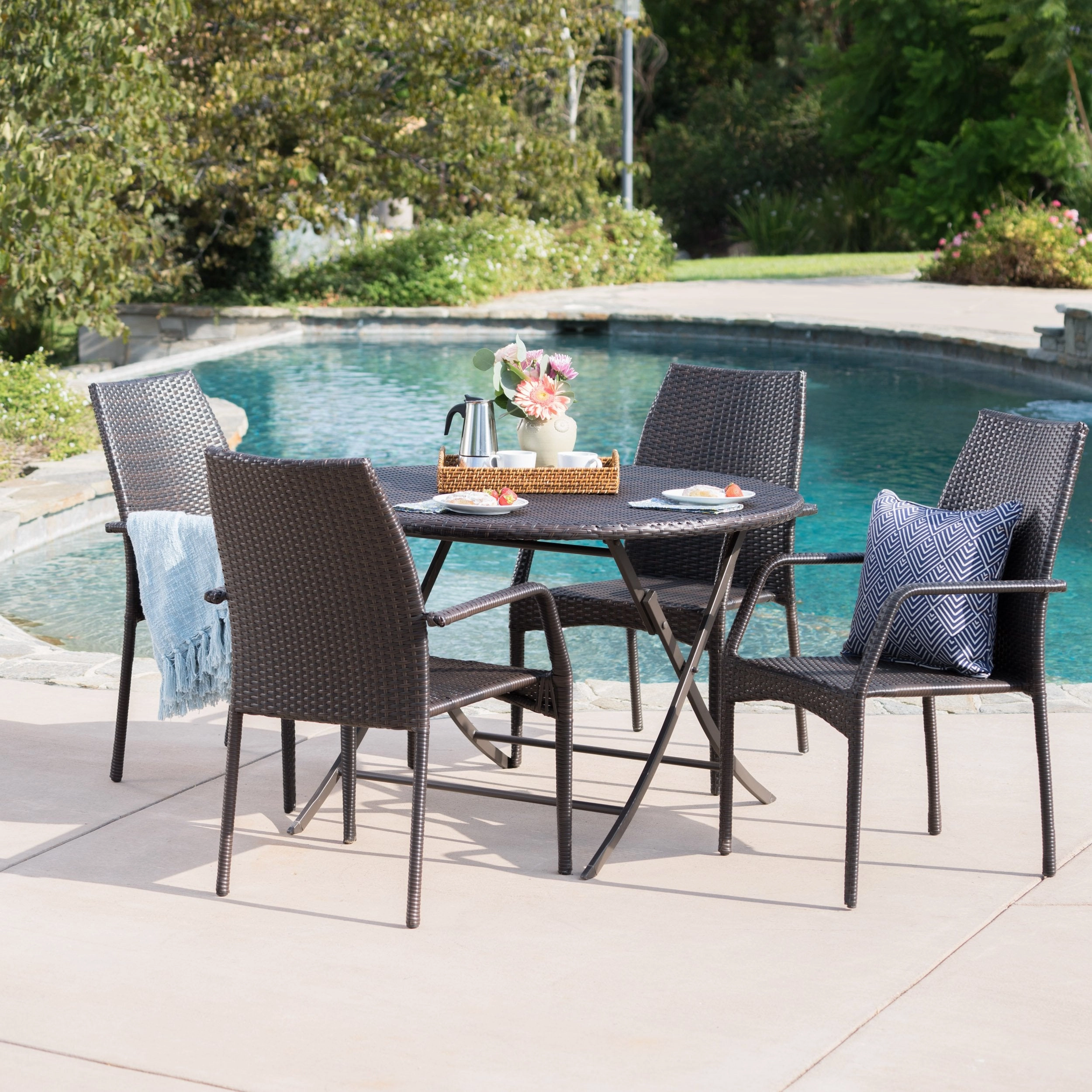 Outdoor 5 Piece Multi-brown Wicker Dining Set - NH600203 outdoor lounge chair, patio sofa