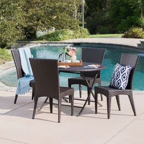 Outdoor 5 Piece Multi-Brown Wicker Dining Set with Foldable Table - NH300203 outdoor lounge chair, patio sofa