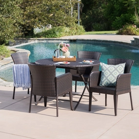 Outdoor 5 Piece Multi-brown Wicker Dining Set with Foldable Table - NH800203 outdoor lounge chair, patio sofa