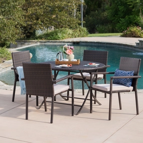 Outdoor 5 Piece Multi-brown Wicker Dining Set with Foldable Table - NH900203 outdoor lounge chair, patio sofa