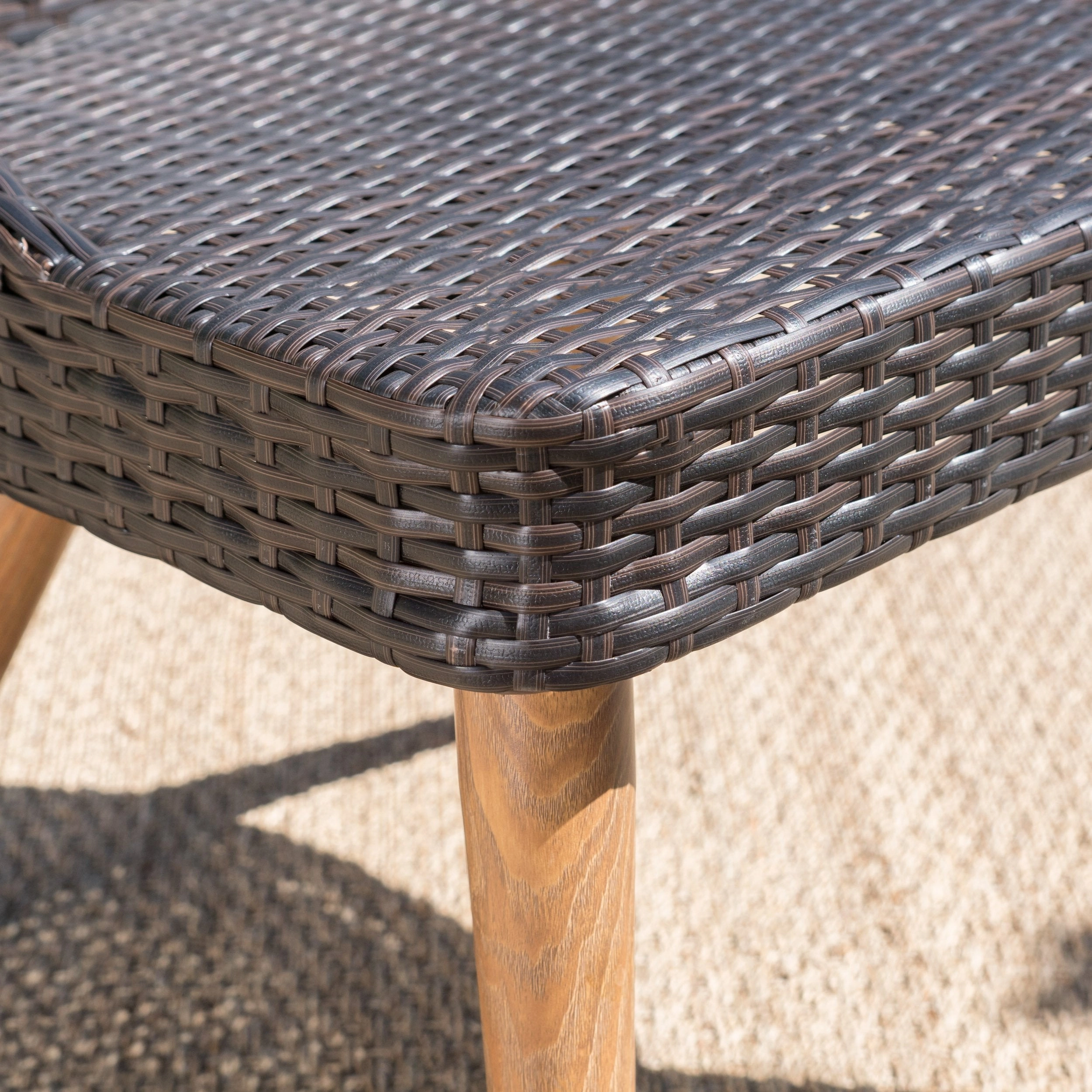 Outdoor 5 Piece Multi-brown Wicker Dining Set with Table and Chairs - NH110203