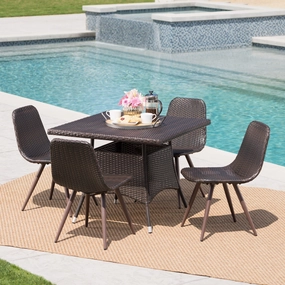 Outdoor 5 Piece Multi-brown Wicker Square Dining Set - NH569103 outdoor lounge chair, patio sofa