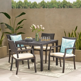 Outdoor 5 Piece Multibrown Wicker Rectangular Dining Set - NH242003 outdoor lounge chair, patio sofa
