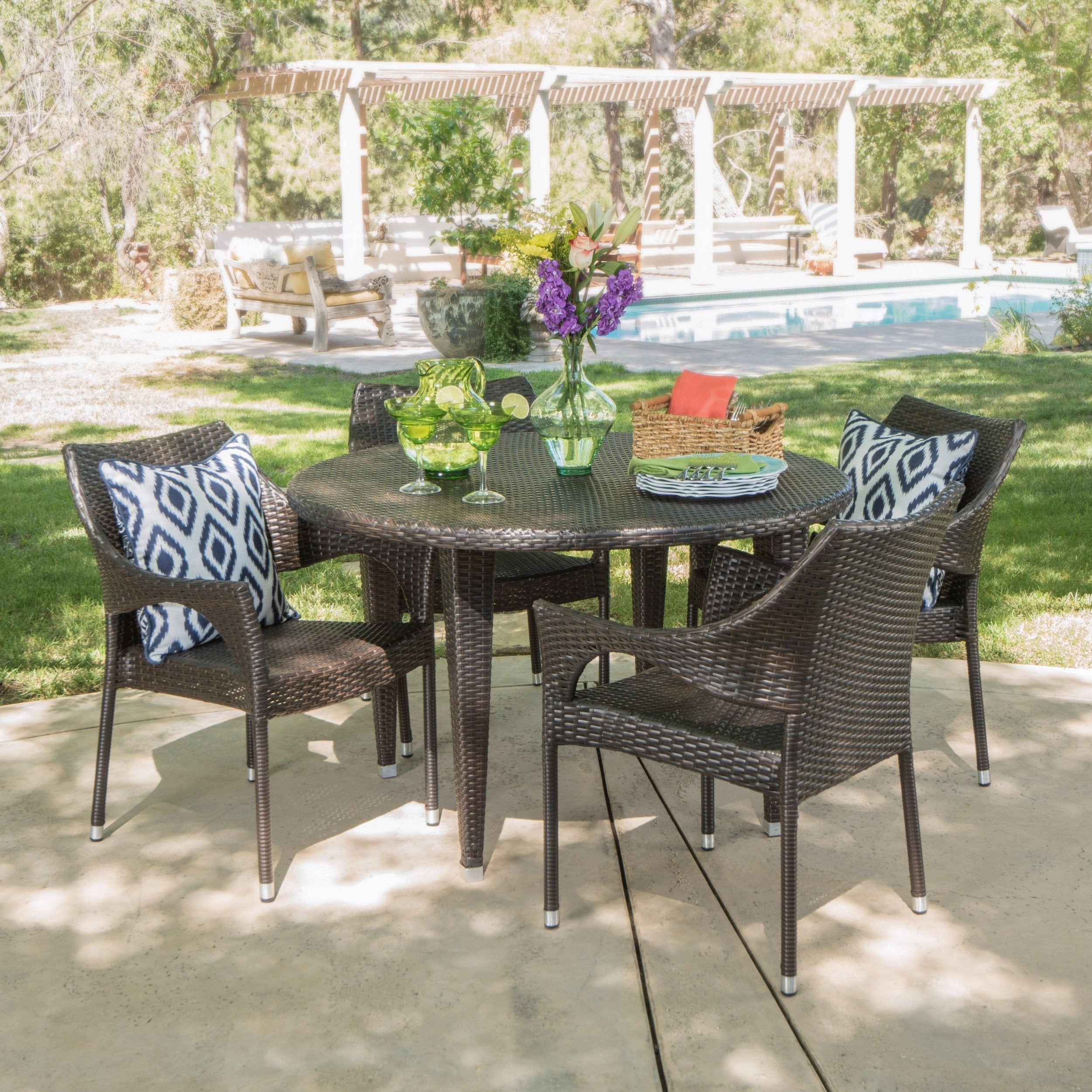 Outdoor 5 Piece Wicker Circular Dining Set - NH541103 outdoor lounge chair, patio sofa