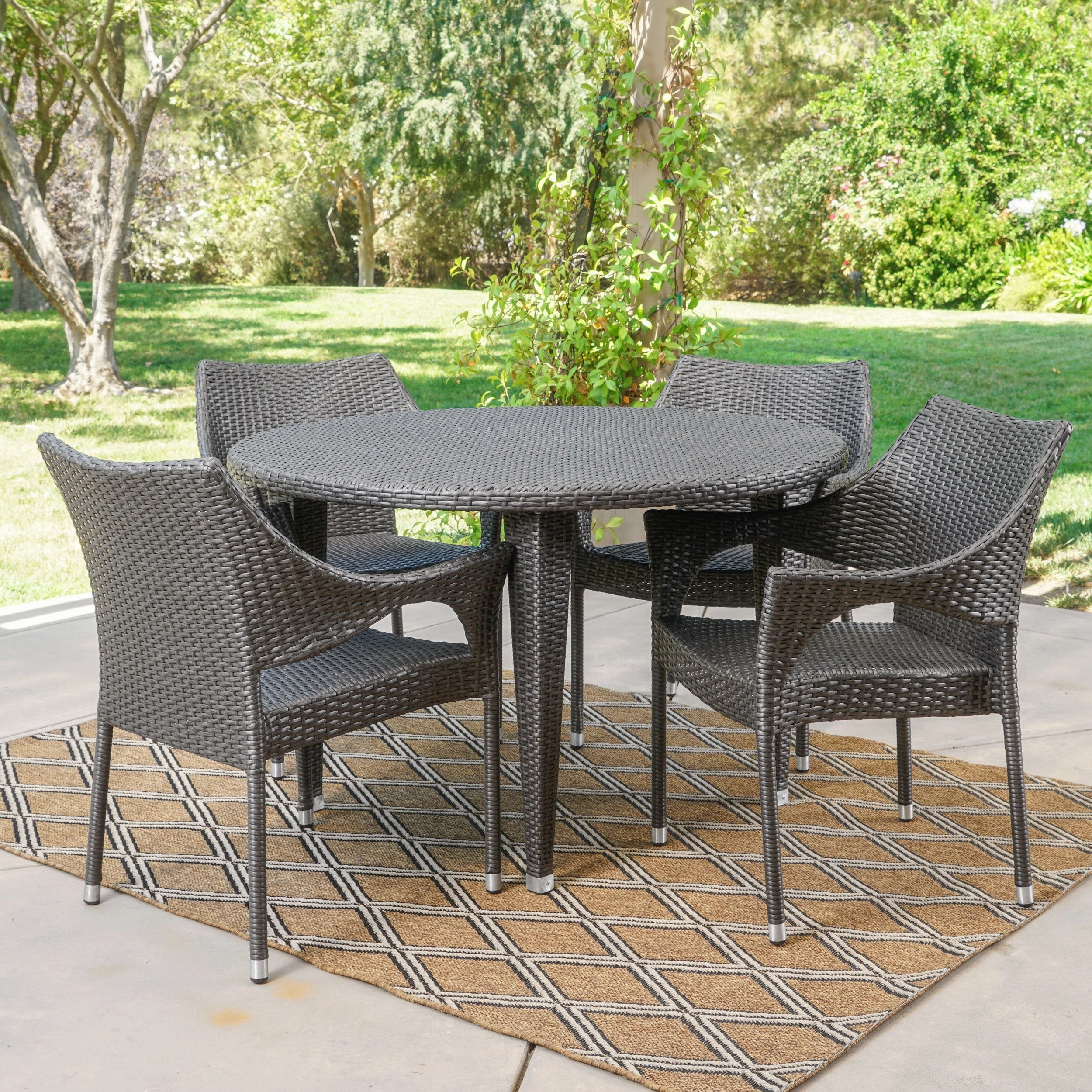 Outdoor 5 Piece Wicker Circular Dining Set - NH541103