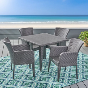 Outdoor 5 Piece Wicker Dining Set, Grey - NH025403 outdoor lounge chair, patio sofa
