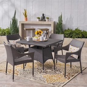 Outdoor 5 Piece Wicker Dining Set, Grey - NH127403 outdoor lounge chair, patio sofa