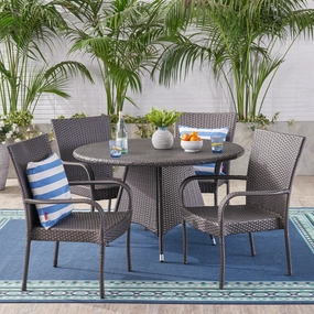 Outdoor 5 Piece Wicker Dining Set, Grey - NH227403 outdoor lounge chair, patio sofa