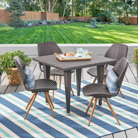 Outdoor 5 Piece Wicker Dining Set, Multibrown - NH937403 outdoor lounge chair, patio sofa