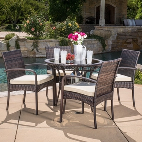 Outdoor 5-piece Wicker Dining Set with Cushions - NH168592 outdoor lounge chair, patio sofa