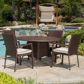 Outdoor 5-piece Wicker Dining Set with Cushions - NH318592 outdoor lounge chair, patio sofa
