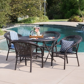 Outdoor 5 Piece Wicker Dining Set with Foldable Table and Chair - NH100203 outdoor lounge chair, patio sofa