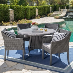 Outdoor 5 Piece Wicker Dining Set with Water Resistant Cushions - NH713203 outdoor lounge chair, patio sofa