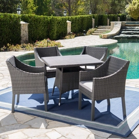 Outdoor 5 Piece Wicker Round Dining Set with Water Resistant Cushions - NH613203 outdoor lounge chair, patio sofa