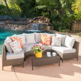 Outdoor 5-Piece Wicker Sofa Set with Water Resistant Cushions - NH550003 outdoor furniture, garden bench