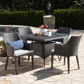 Outdoor 5 Piece Wicker Square Dining Set with Water Resistant Cushions - NH264203 outdoor lounge chair, patio sofa