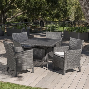 Outdoor 5 Piece Wicker Square Dining Set with Water Resistant Cushions - NH633203 outdoor lounge chair, patio sofa