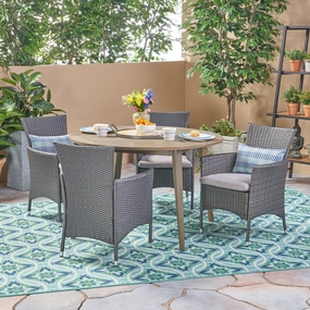 Outdoor 5 Piece Wood and Wicker Dining Set - NH162503 outdoor lounge chair, patio sofa